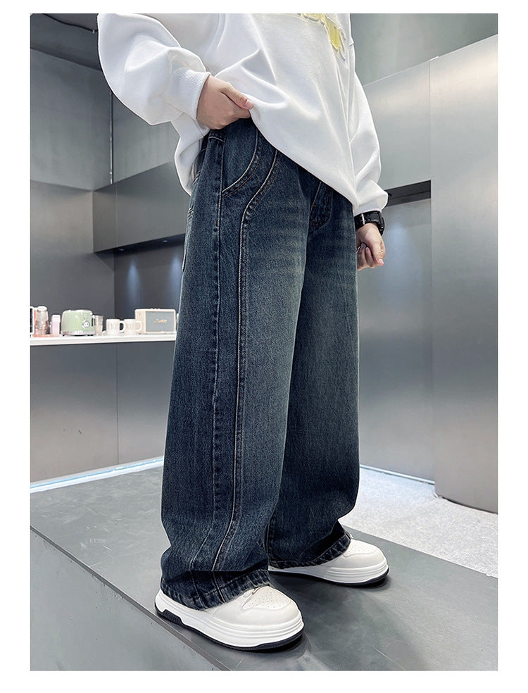 Pantalon en denim décontracté pour garçon, coupe ample, automne 14