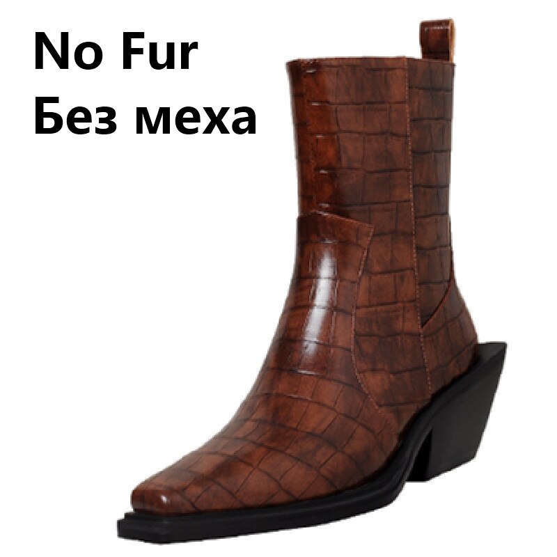 Bottines en cuir à talon épais et bout carré, zip latéral, style rétro, pour femme 9