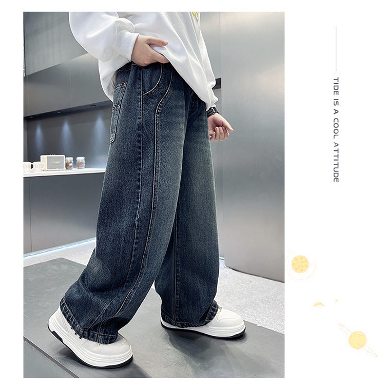 Pantalon en denim décontracté pour garçon, coupe ample, automne 6