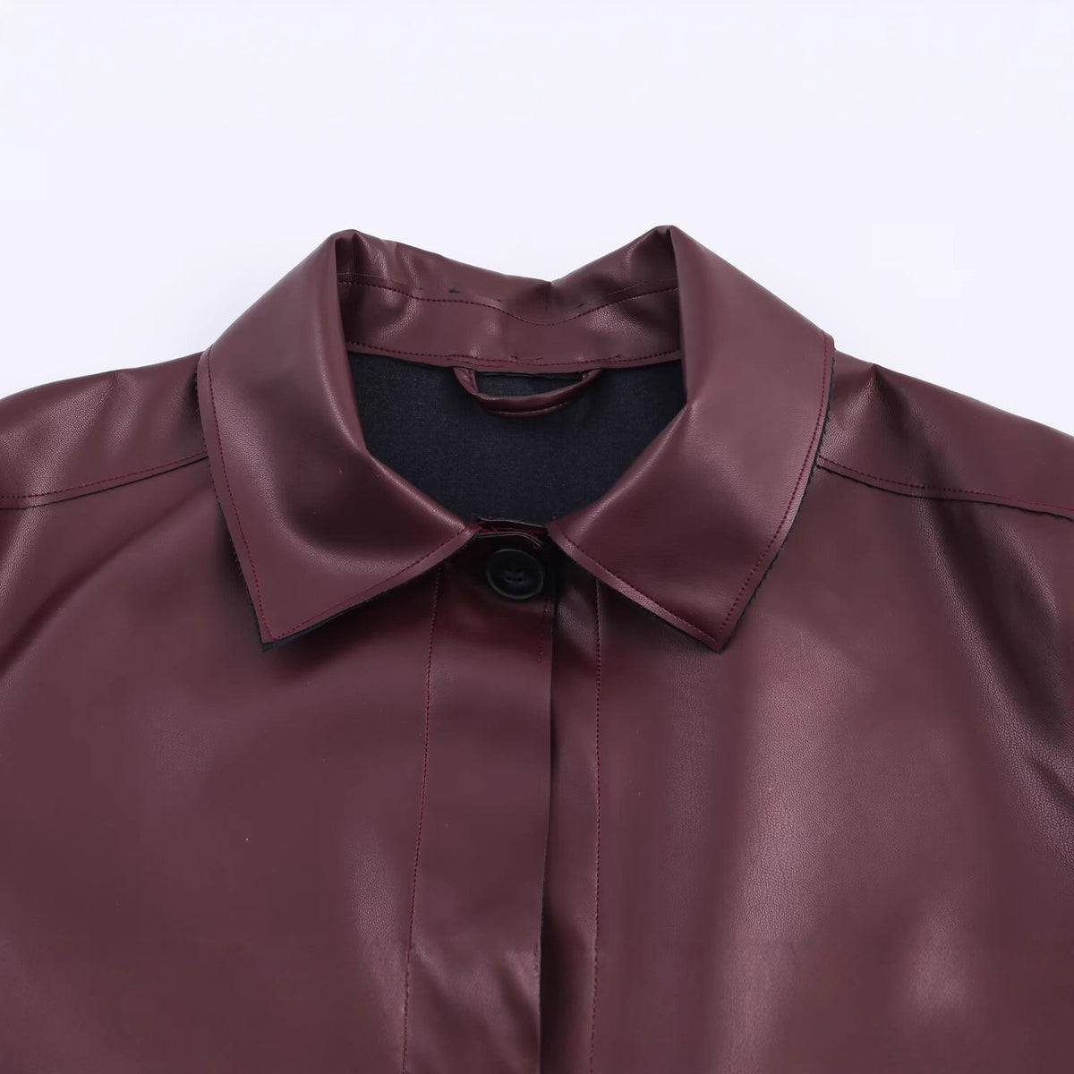 Veste courte en simili cuir bordeaux – photo 3 – Frippin'Dealz