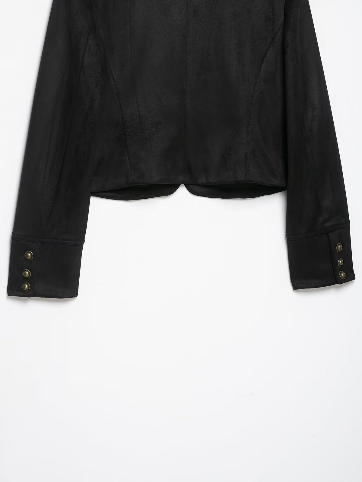 Veste courte zippée col rond effet daim femme noire – photo 14 – Frippin'Dealz
