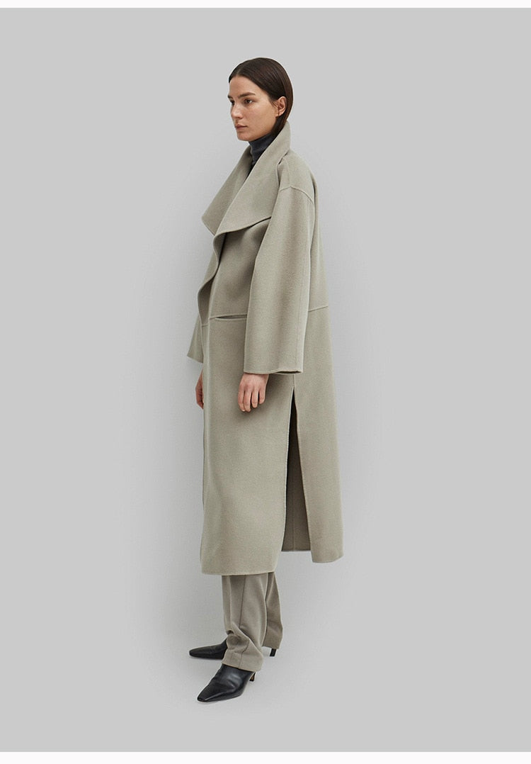 Manteau long laine cachemire col à revers femme – photo 27 – Frippin'Dealz