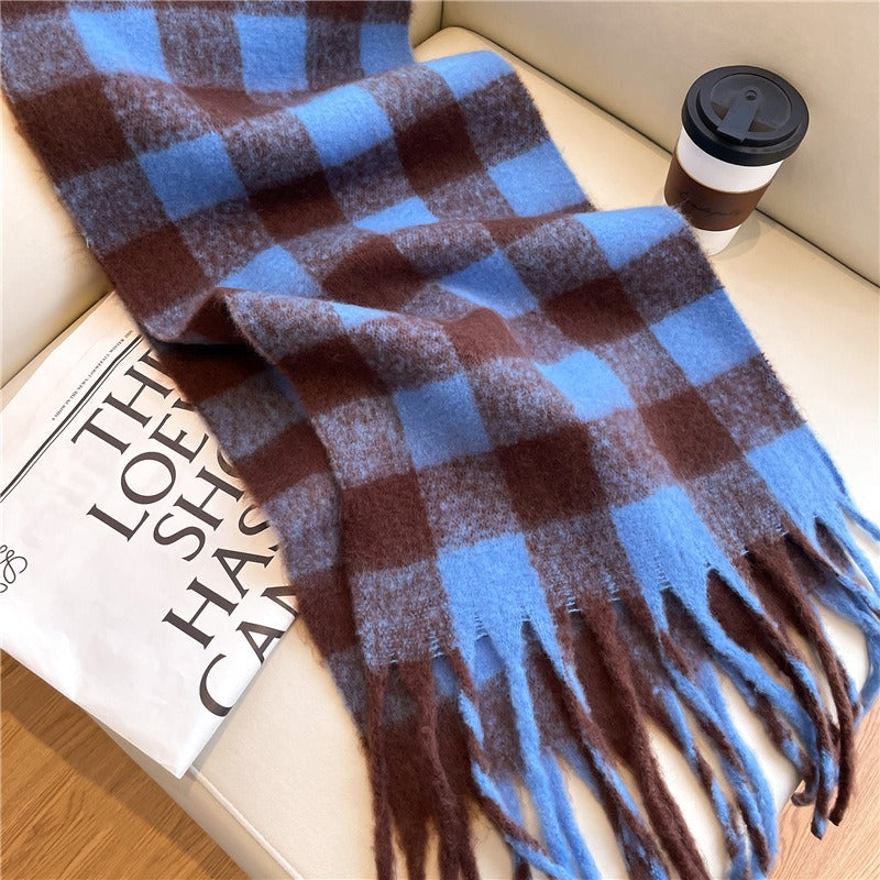 Extended scarf winter women's plaid scarf shawl dual purpose men's scarf British style imitation cashmere scarf 2