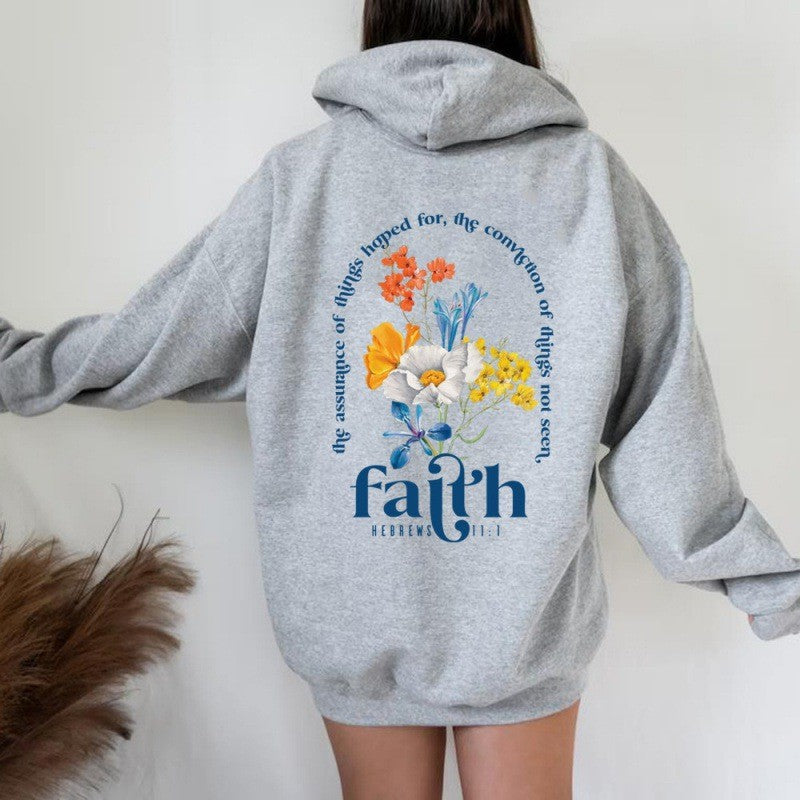 Sweat à capuche doublé polaire pour femme, manches oversize, lettres imprimées, poche kangourou 8