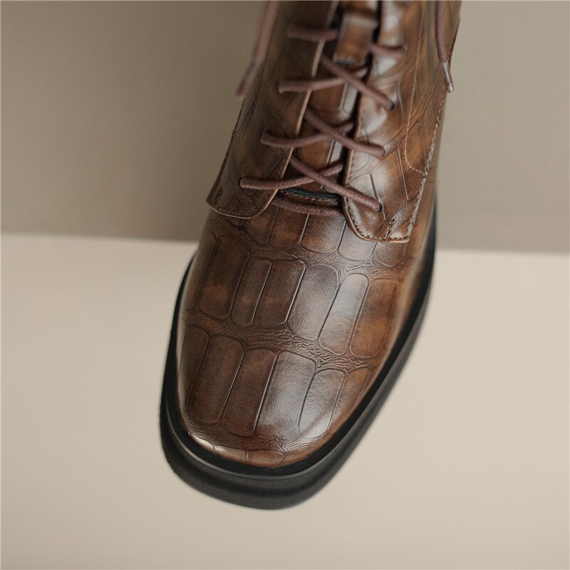 Bottines rétro cuir plateforme talon épais femme – photo 54 – Frippin'Dealz