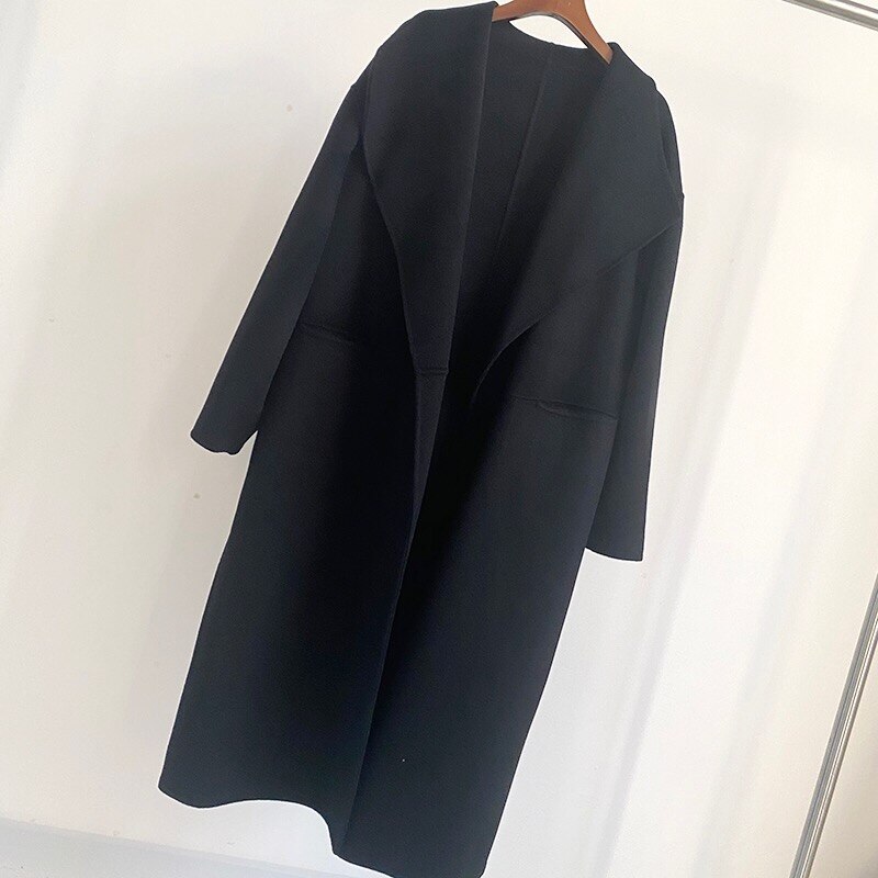 Manteau long laine cachemire col à revers femme – photo 17 – Frippin'Dealz
