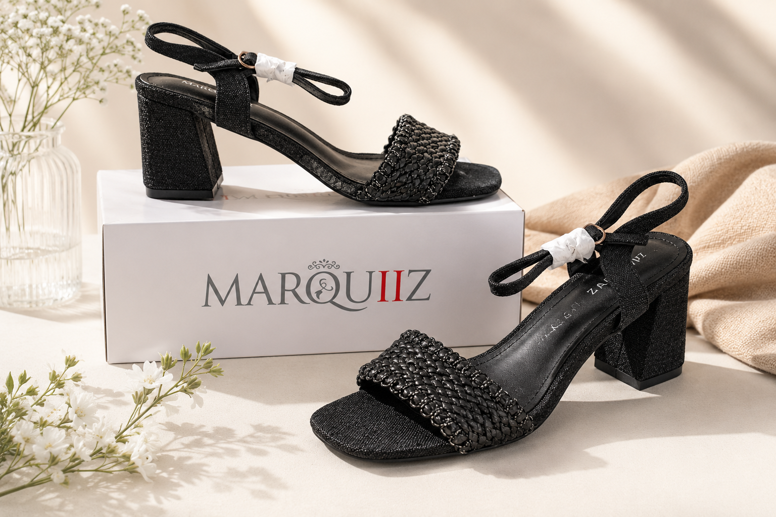 Marquiiz Sandales à talon Cuir synthétique Noir   Neuf