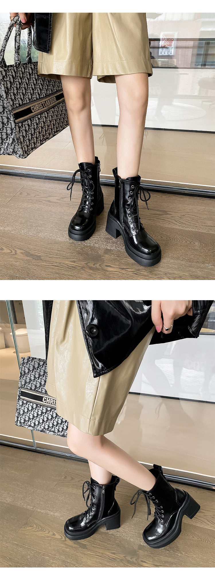 Bottines Martin cuir semelle épaisse talon haut femme – photo 9 – Frippin'Dealz