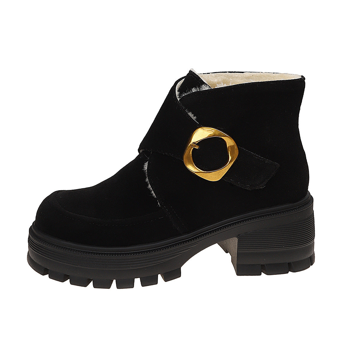 Bottes hautes femme aspect daim talon épais – photo 5 – Frippin'Dealz
