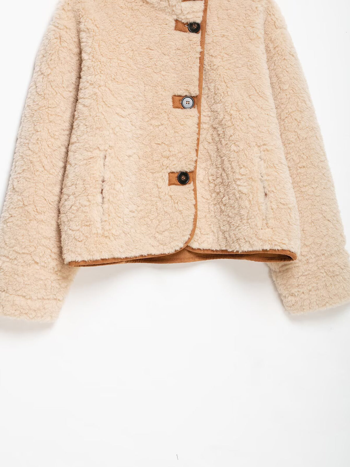 Veste ample col montant polaire double face femme marron – photo 13 – Frippin'Dealz