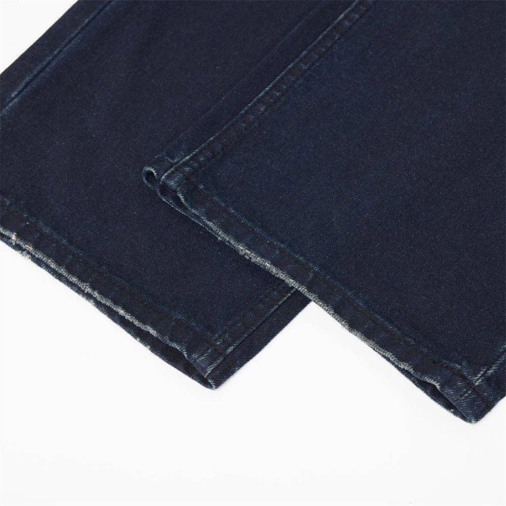 Jean streetwear pour homme avec patchs usés, coupe ample droite délavée style grunge 5