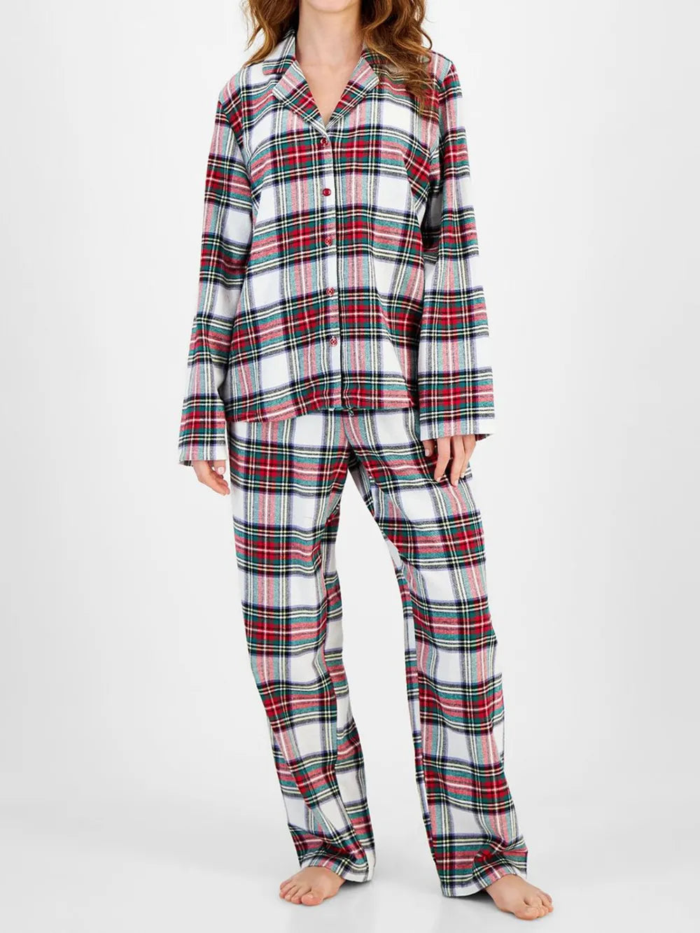 Ensemble de détente à carreaux, haut boutonné à col et pantalon assorti, deux pièces, pour femme, 3 coloris 5