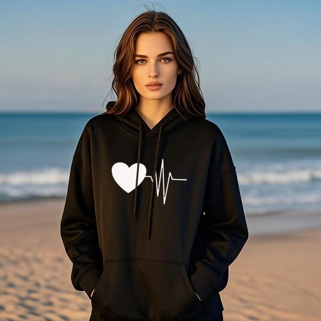 Sweat à capuche Love pour couple, design tendance décontracté 20