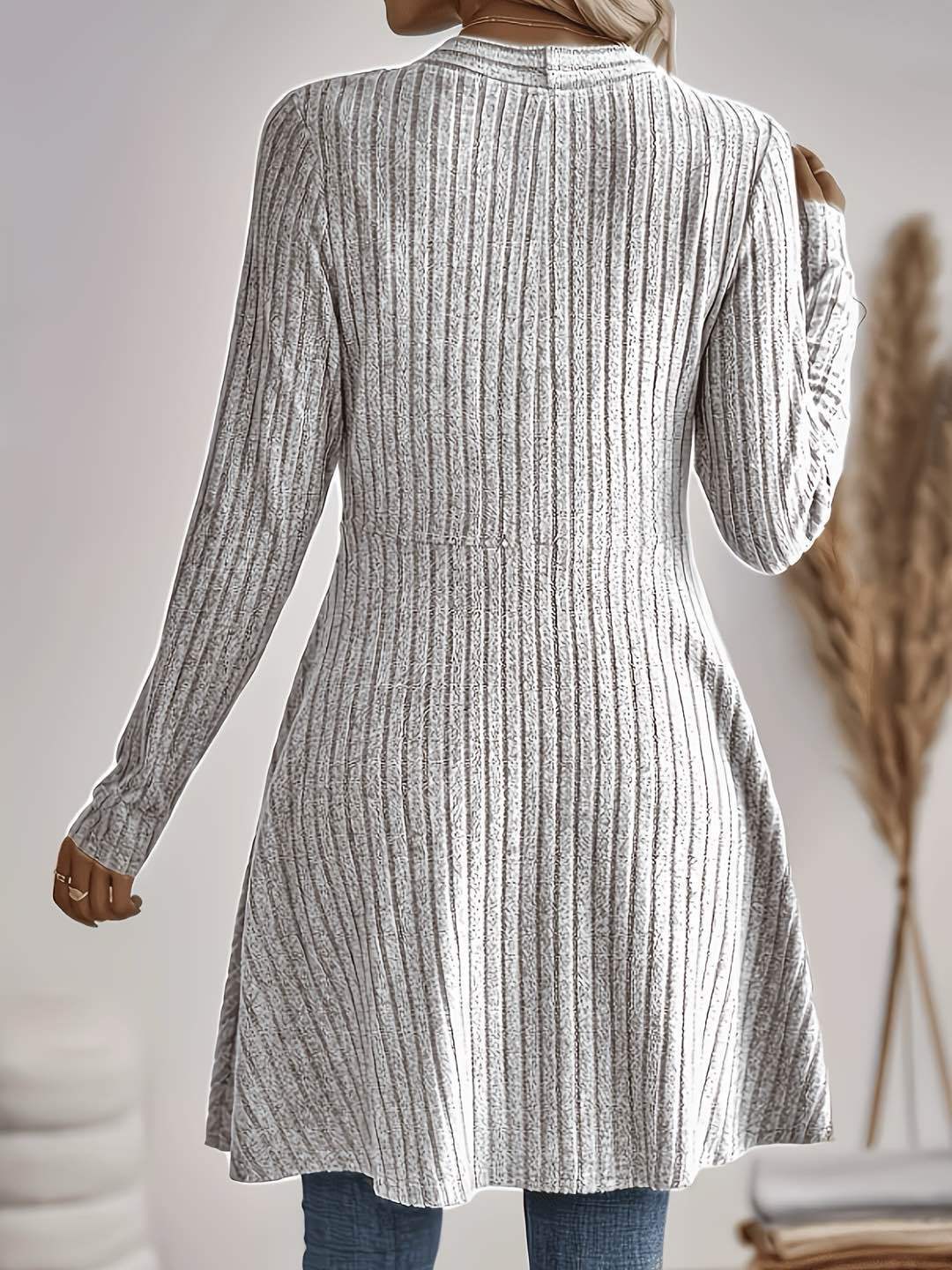 Long gilet maille côtelée sans col femme – photo 11 – Frippin'Dealz