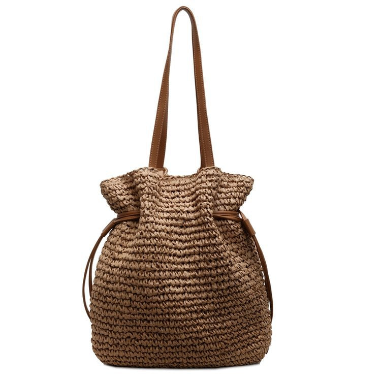Sac en paille tressée cordon coulissant – photo 1 – Frippin'Dealz
