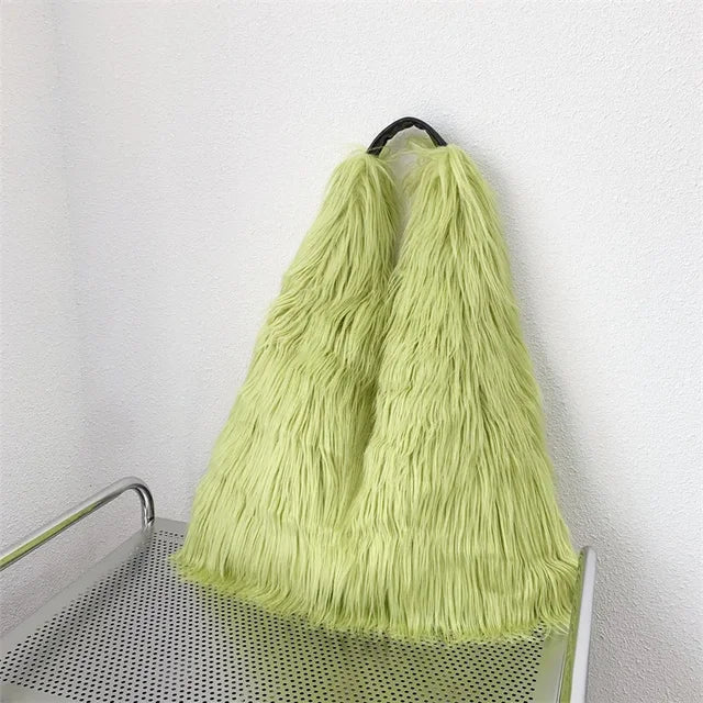 Grand sac porté épaule fausse fourrure moelleux 12 couleurs 11