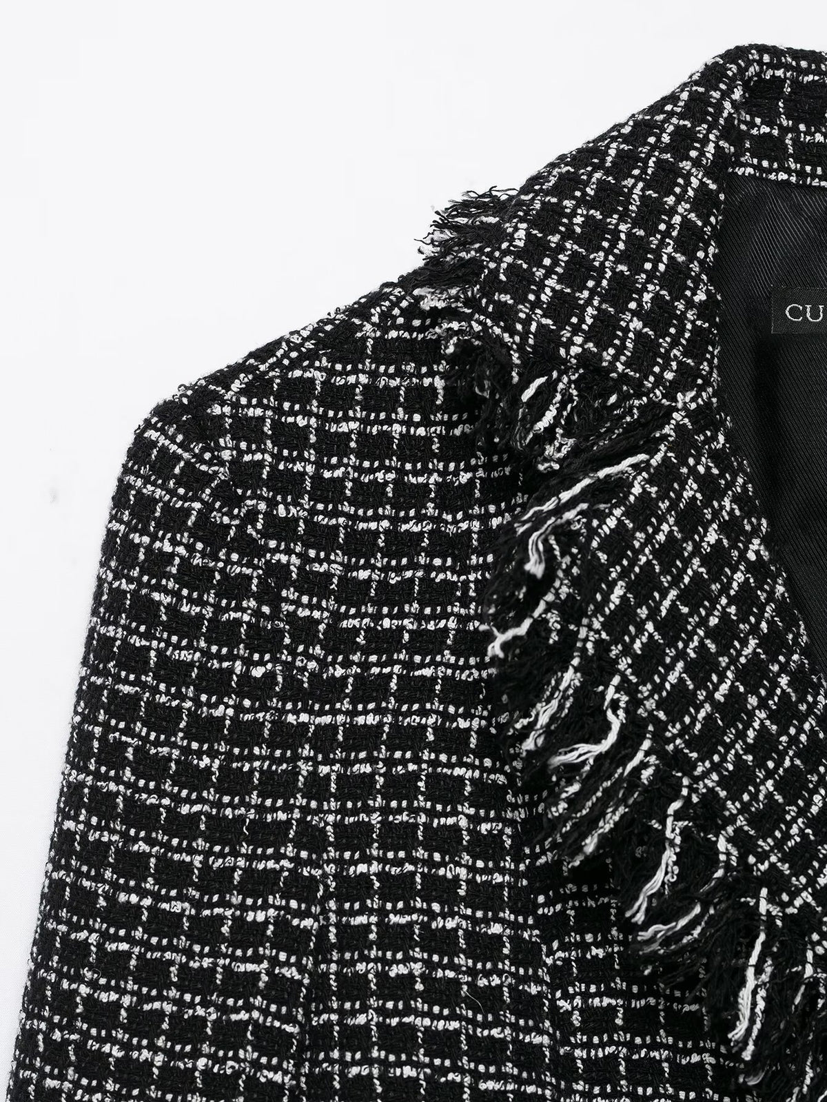 Blazer col montant bords effilochés boutons femme noir – photo 8 – Frippin'Dealz