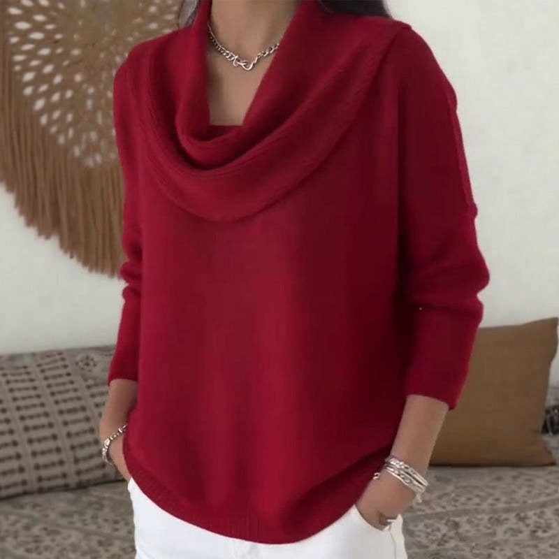 Pull en maille côtelée à col bénitier, coupe ample, manches longues, pour femme 3
