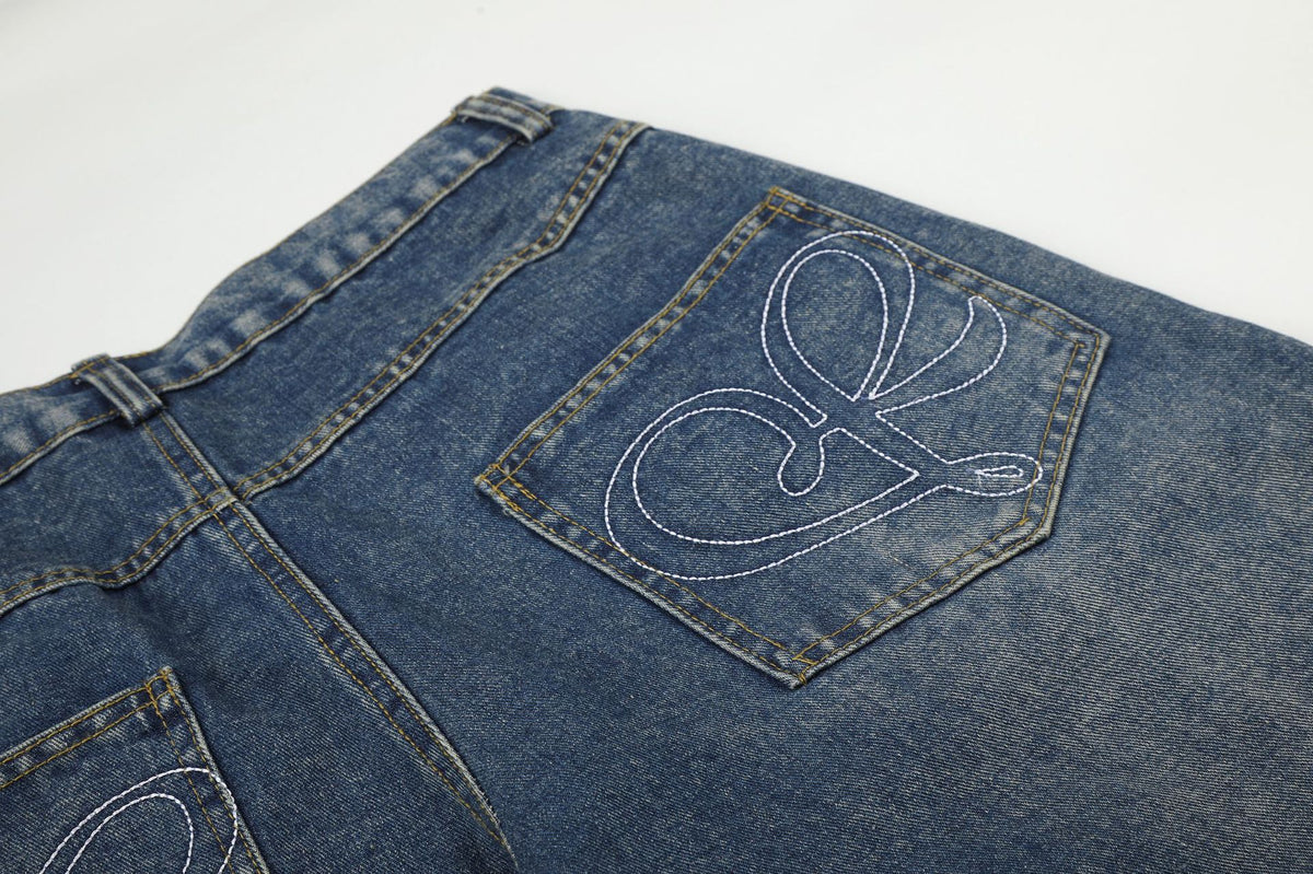 Jean large taille haute délavé effet usé pour femme, rivets et ourlets effilochés 18