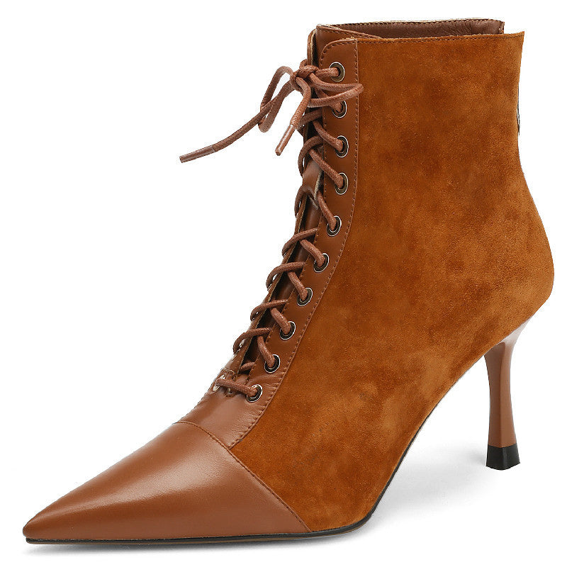 Bottines en cuir à bout pointu et talon aiguille, zip arrière, 4 versions