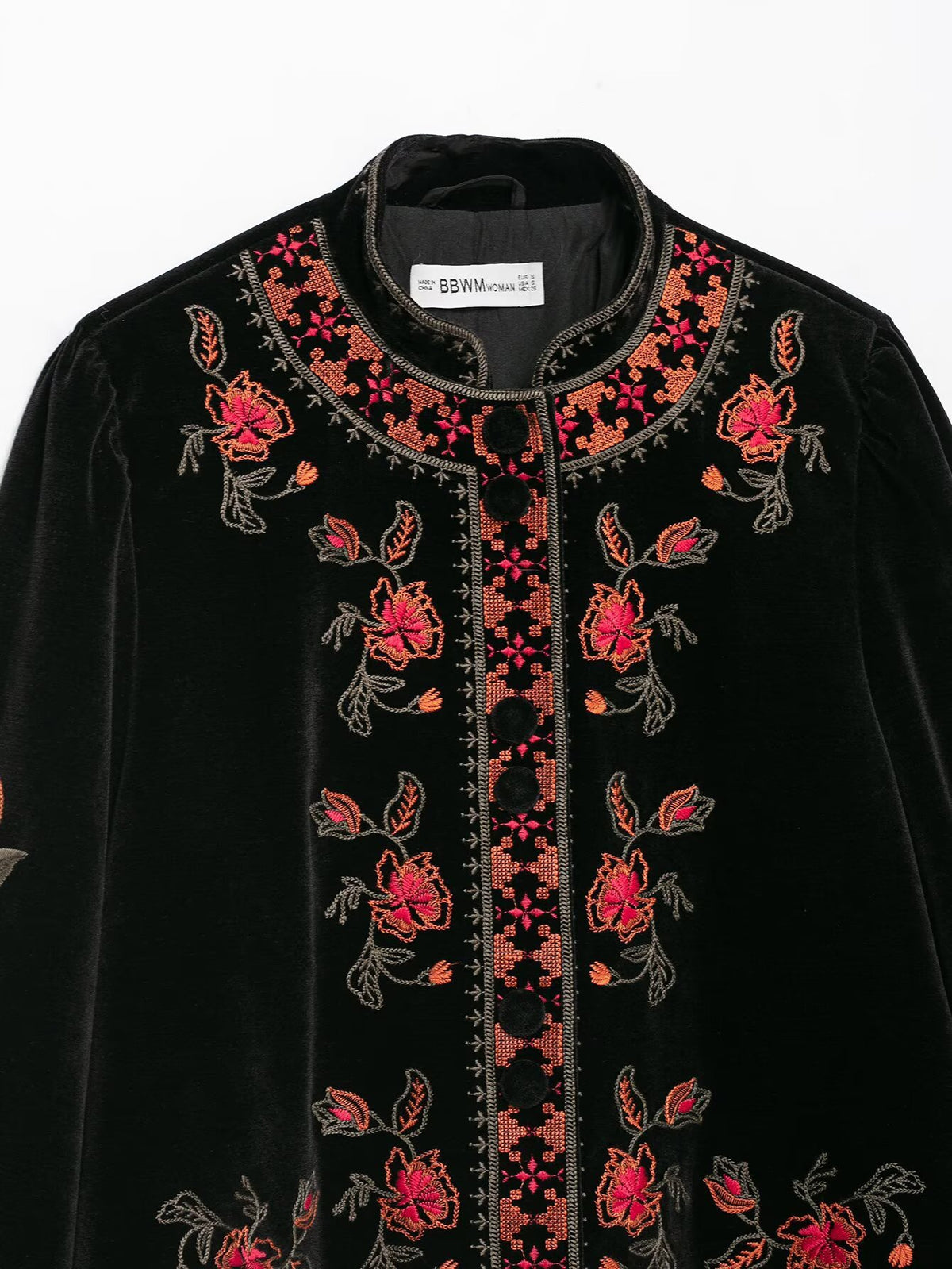 Veste courte col montant brodée femme – photo 10 – Frippin'Dealz