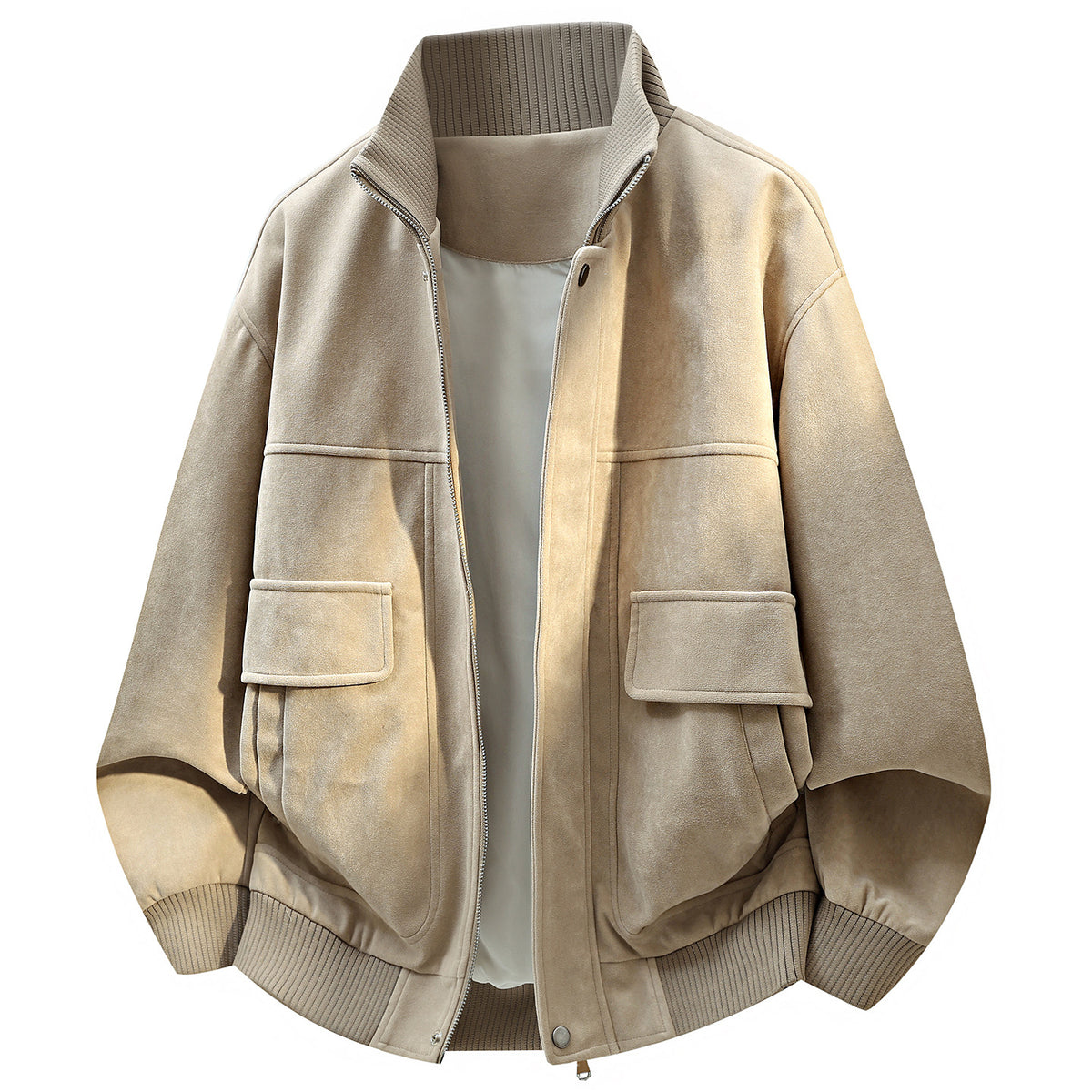 Veste de travail vintage en tissu duveteux pour homme, col montant, coupe ample 7