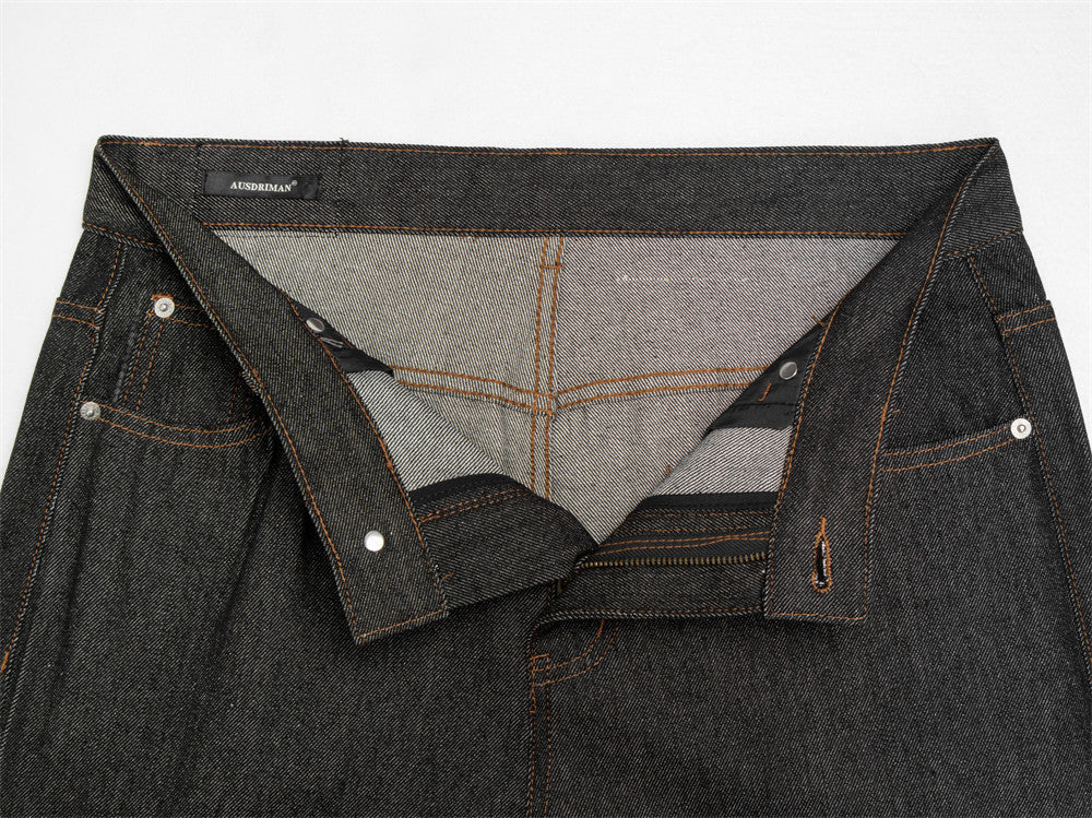 Jean évasé en denim brut brodé de fleurs pour homme, pantalon large style street 15