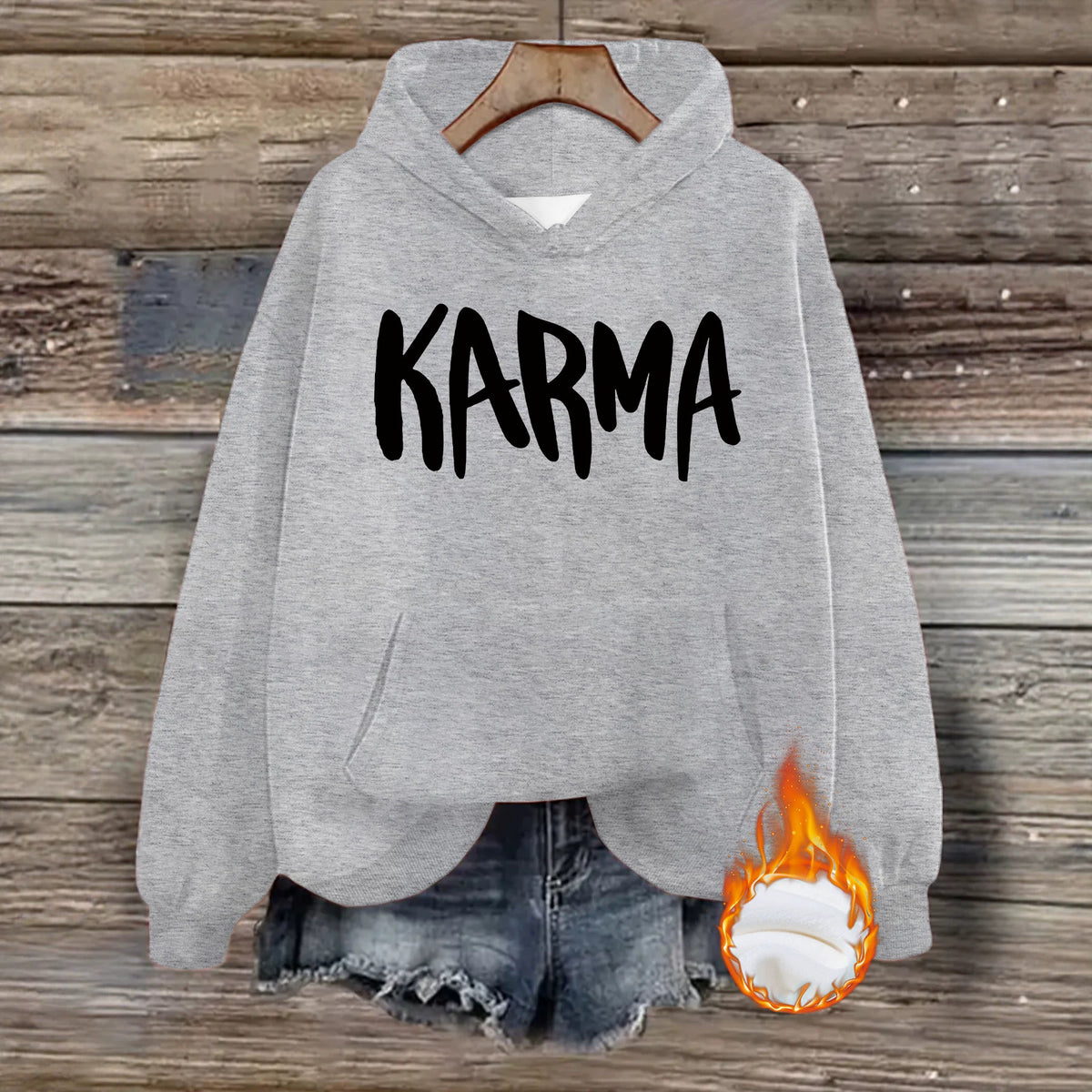 Sweat à capuche ample, manches lanternes, poche, imprimé, épais, pour femme, 8 coloris 5
