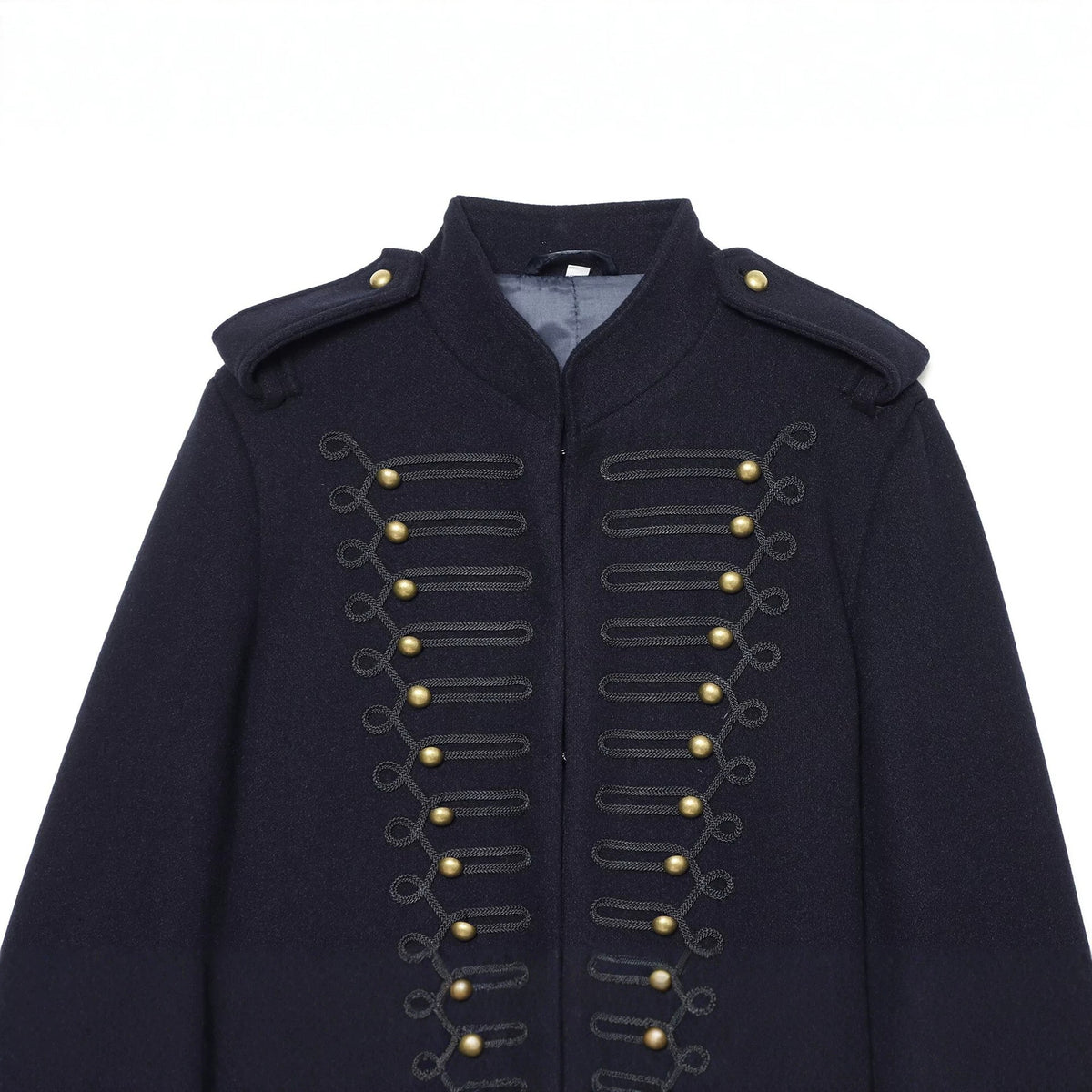 Veste courte à col montant, sangles et boucles décoratives, bleu marine 4