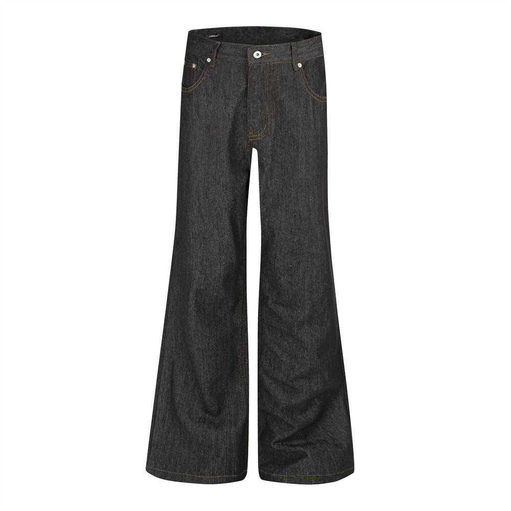 Jean évasé en denim brut brodé de fleurs pour homme, pantalon large style street 7