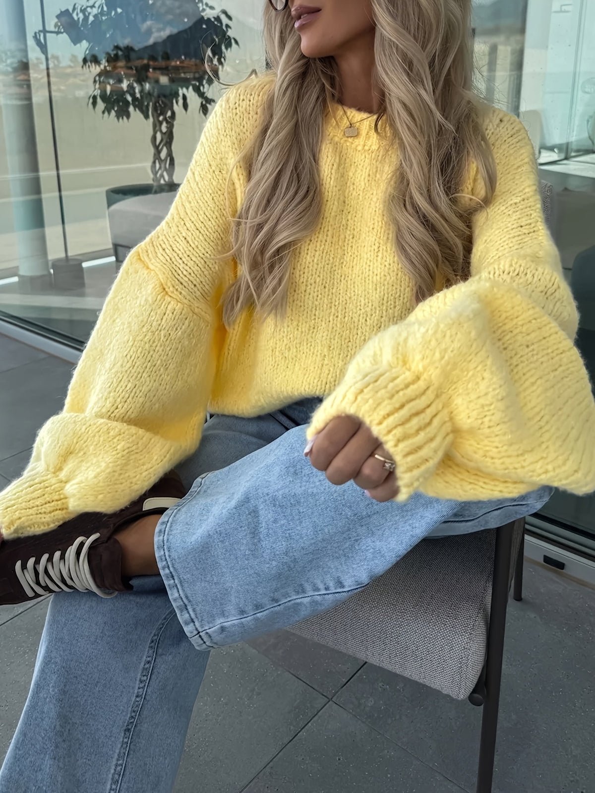 Pull maille épaisse col rond femme – photo 6 – Frippin'Dealz