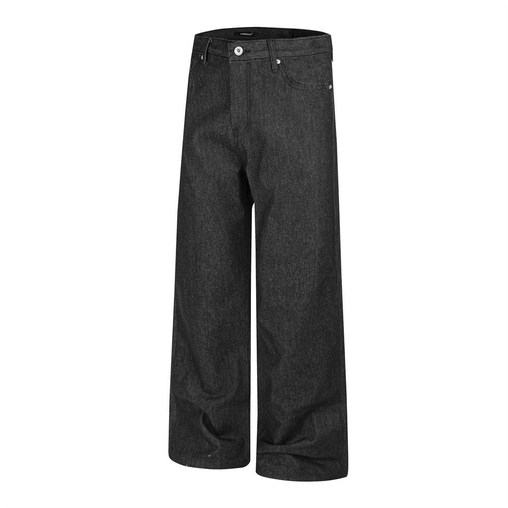 Pantalon droit en denim brut pour homme, style hip-hop streetwear ample avec motif étoile 8