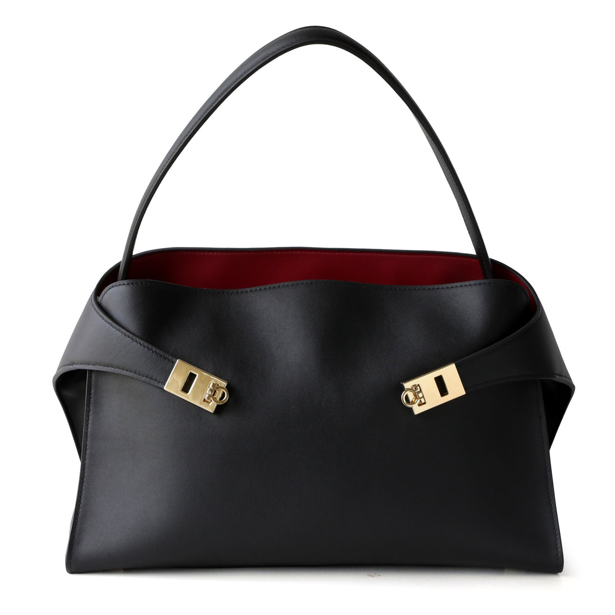 Grand sac cabas en cuir grain, fermoir verrou, 4 coloris