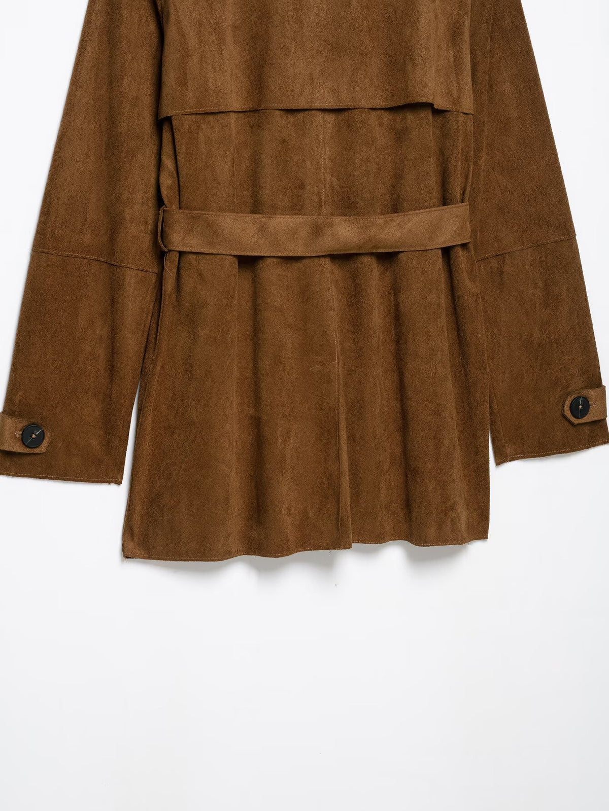 Trench effet daim marron à ceinture femme – photo 14 – Frippin'Dealz
