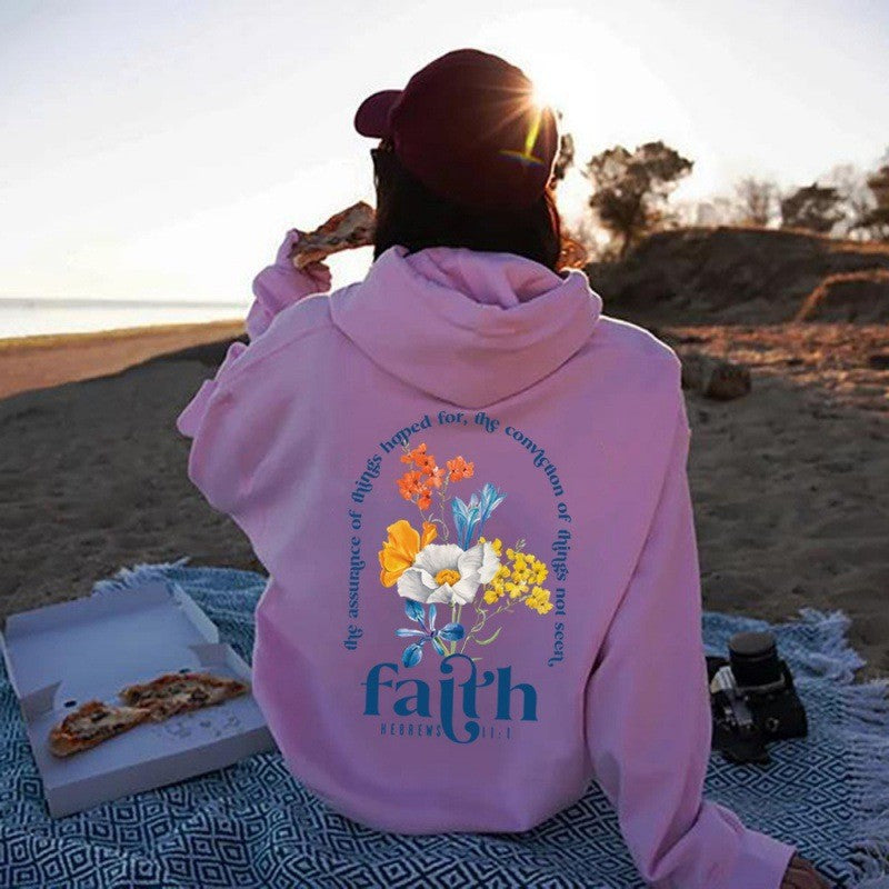 Sweat à capuche doublé polaire pour femme, manches oversize, lettres imprimées, poche kangourou 3