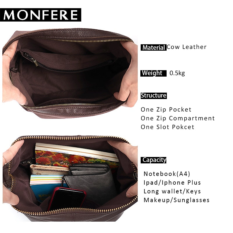 Grand sac porté épaule en cuir de vache souple pour femme, style seau vintage 6