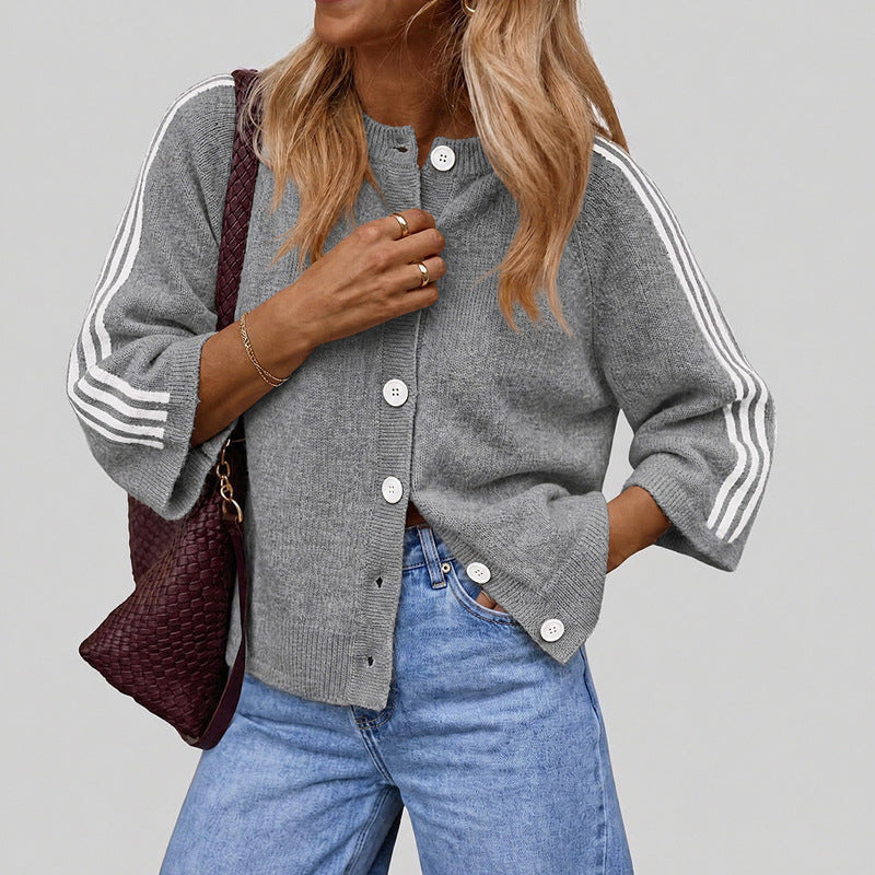 Pull ample à col rond et manches 3/4, color block, 4 coloris 3