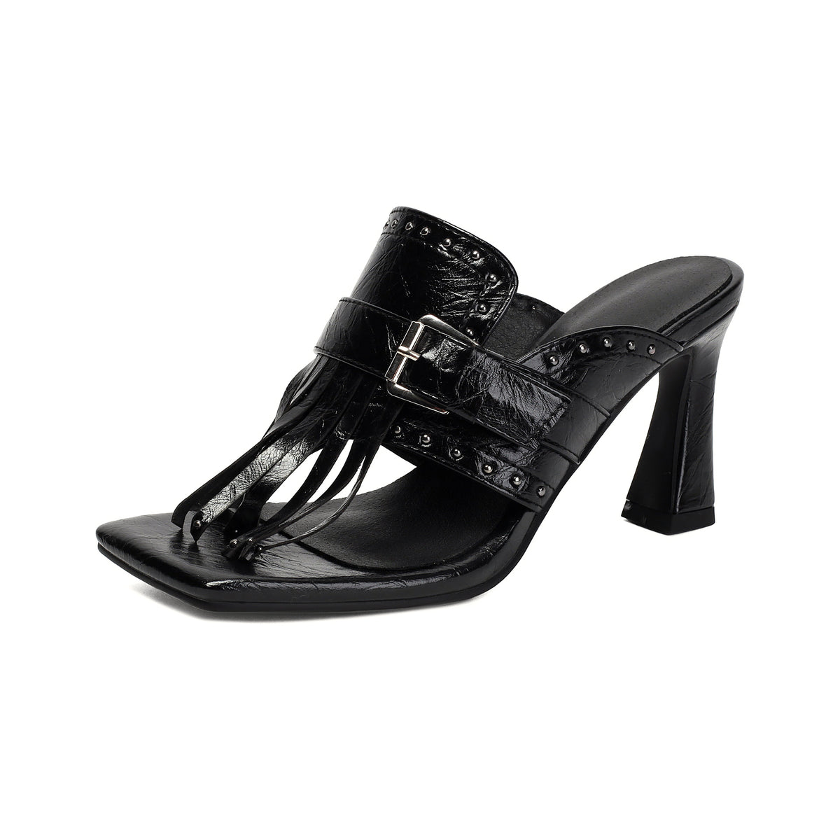 Mules à talon clous et franges – photo 4 – Frippin'Dealz