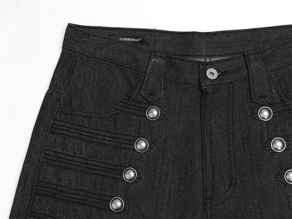 Pantalon droit ample en denim brut vintage pour homme, boutonnage croisé 13