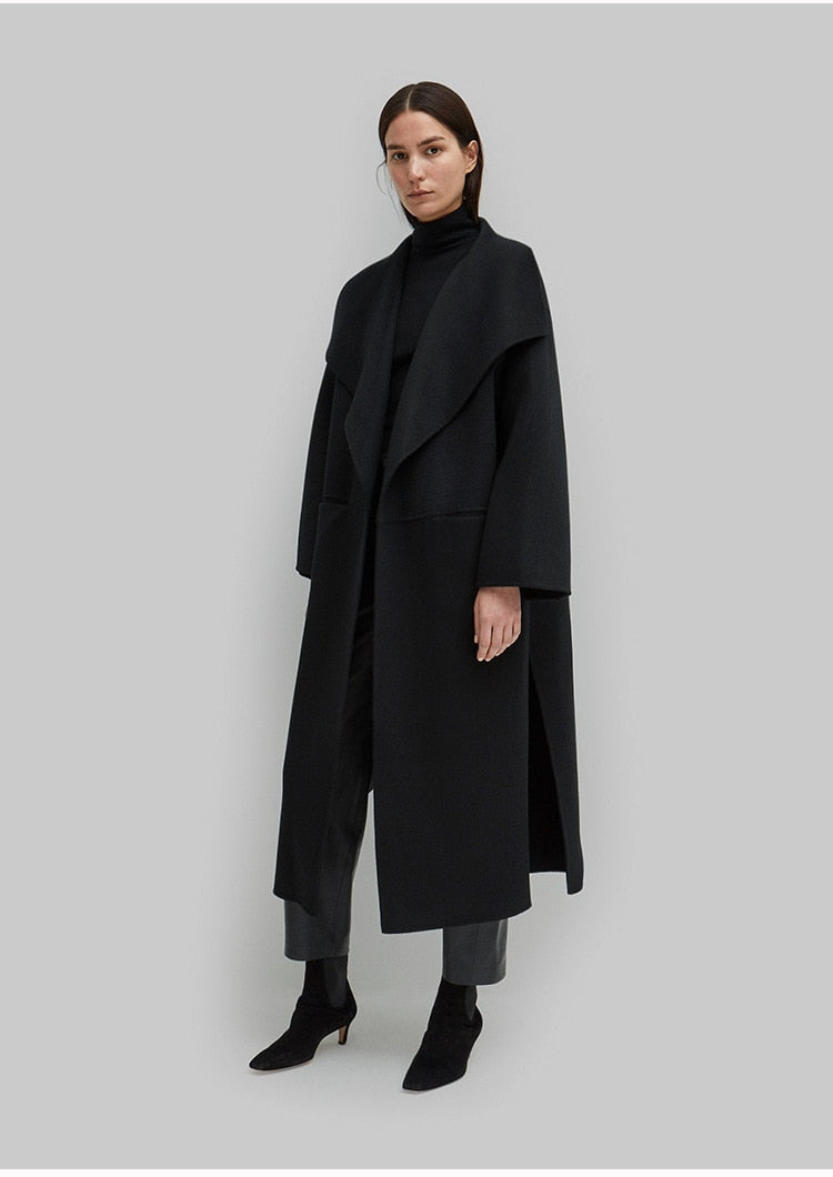 Manteau long laine cachemire col à revers femme – photo 19 – Frippin'Dealz