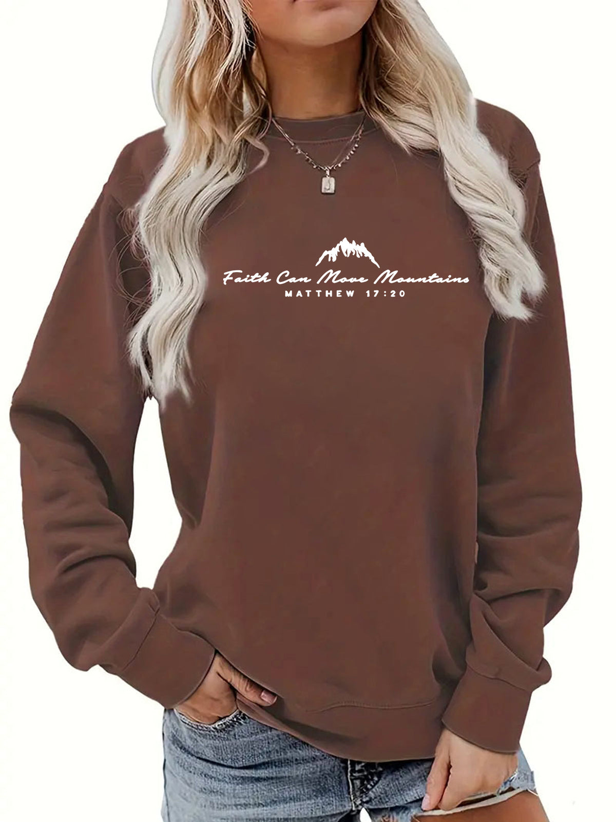 Sweat à col rond imprimé « Faith Can Move Mountains » 13