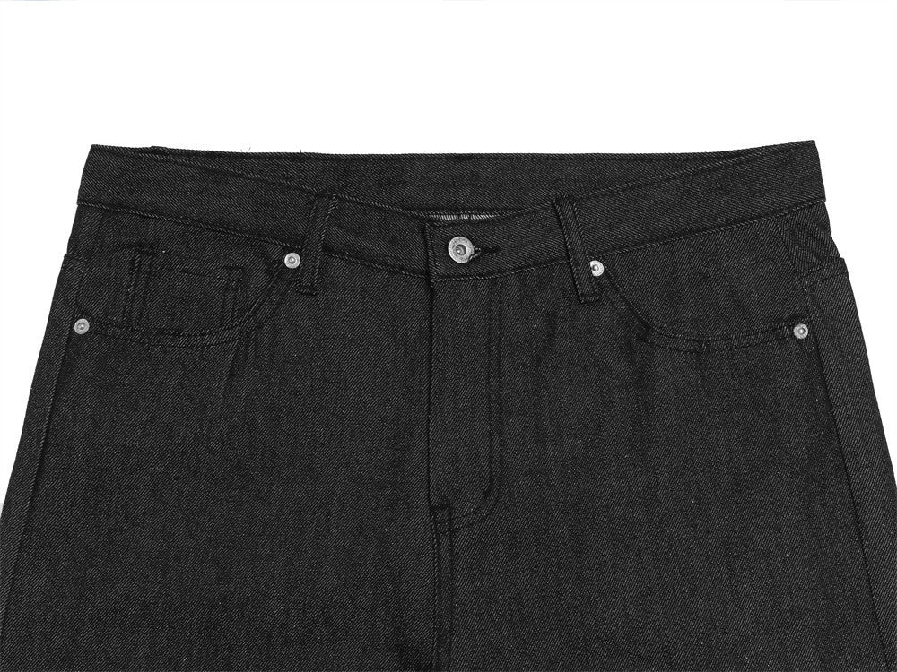Pantalon droit en denim brut pour homme, style hip-hop streetwear ample avec motif étoile 10