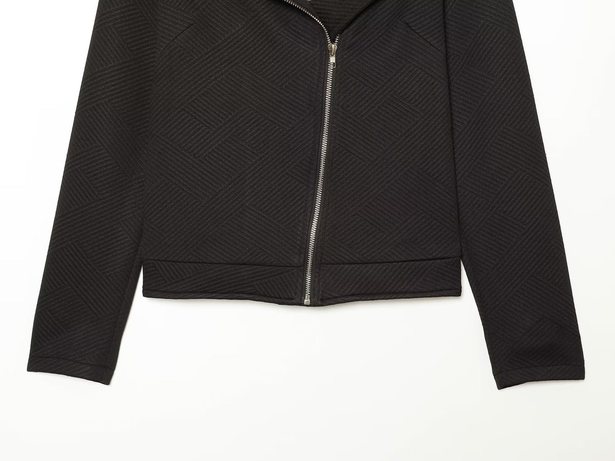 Veste cintrée col à revers zip oblique boutons femme noire – photo 12 – Frippin'Dealz