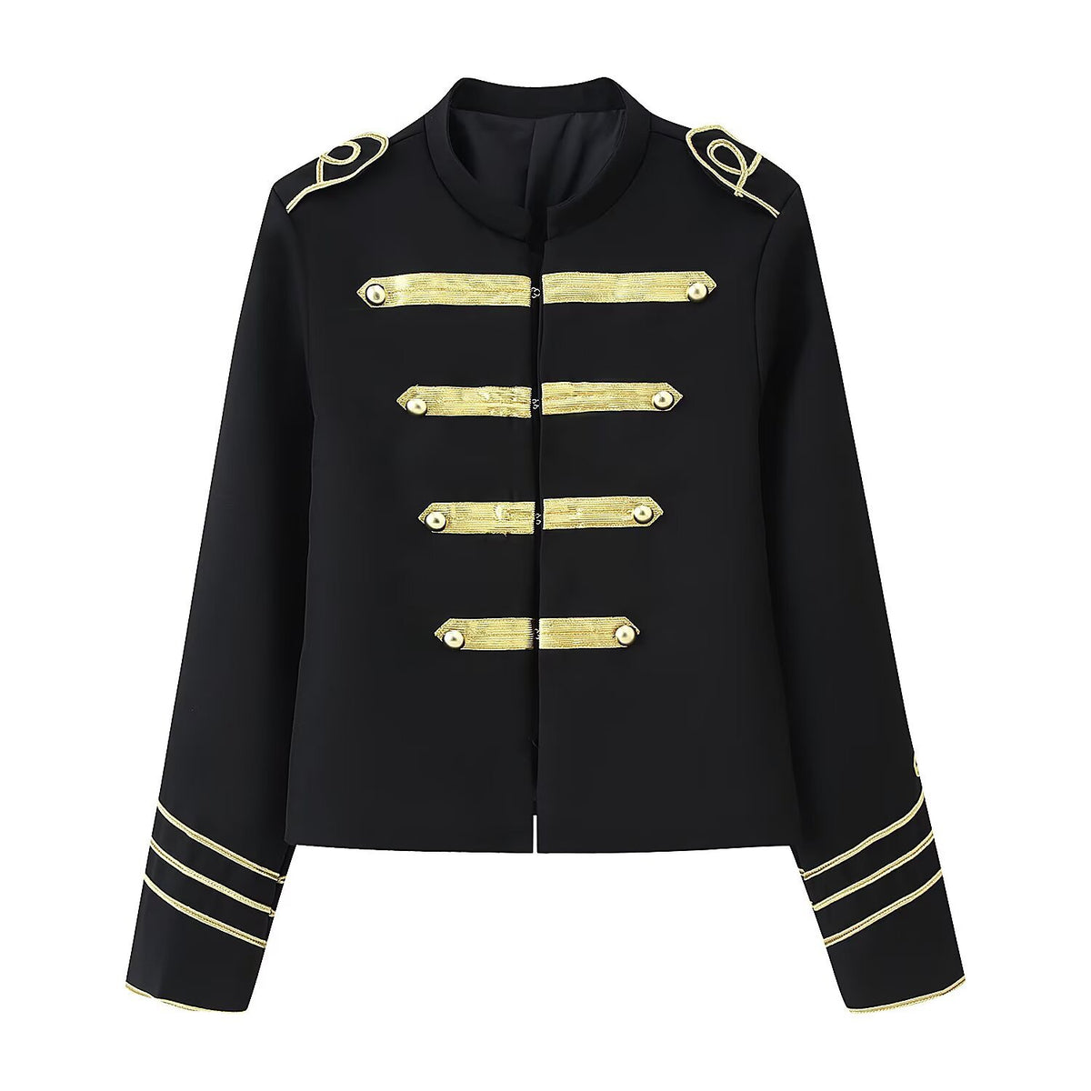 Veste rétro col montant double boutonnage doré femme – photo 10 – Frippin'Dealz