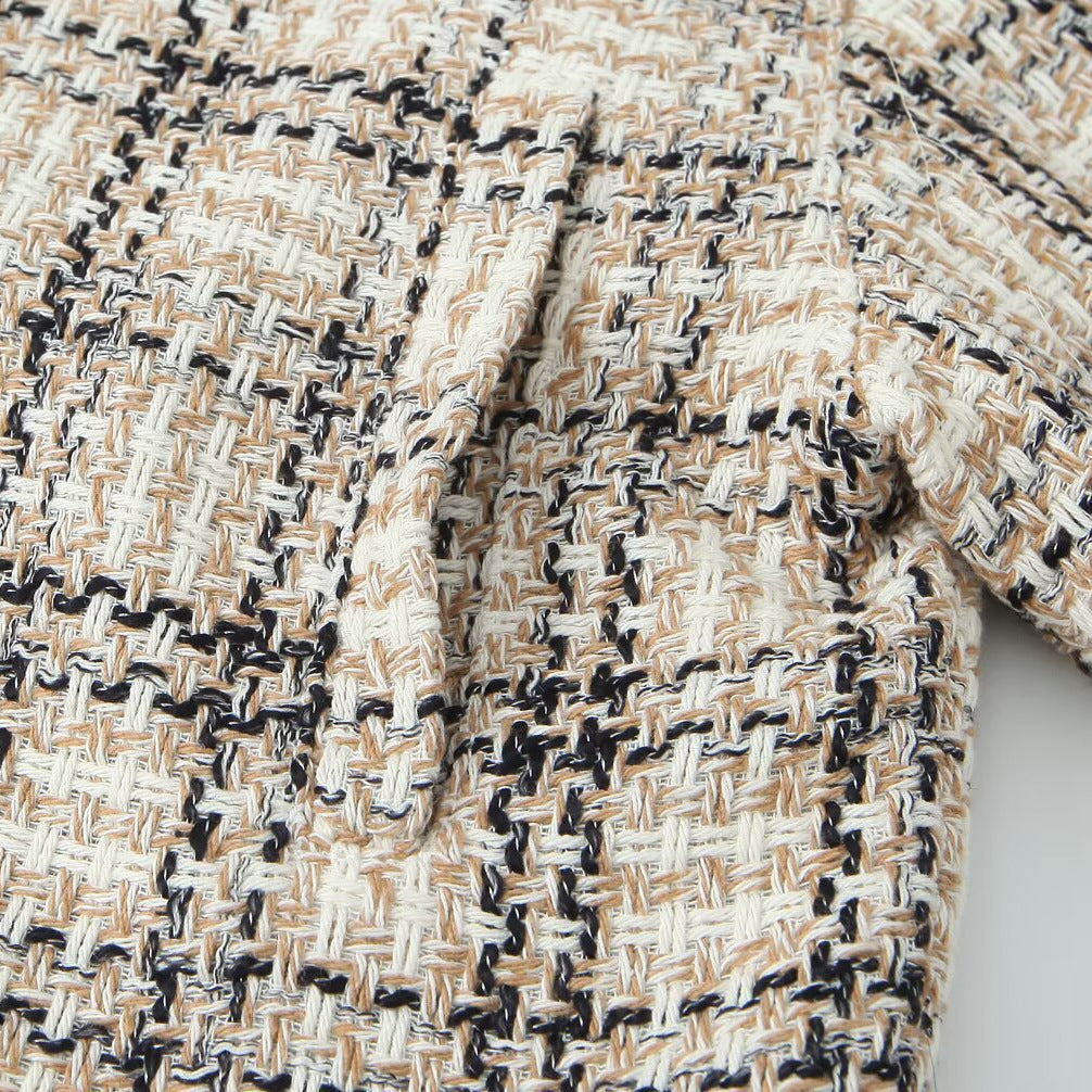 Veste rétro à carreaux, col rabattu et fermeture à un bouton 3