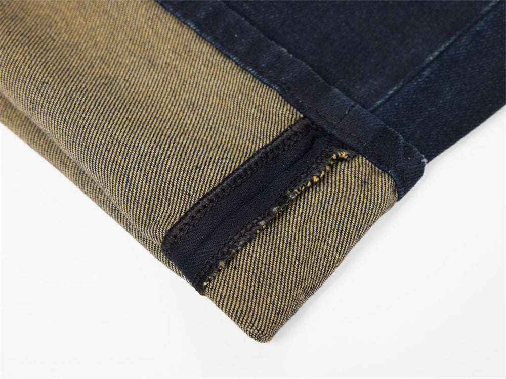 Jean streetwear pour homme avec patchs usés, coupe ample droite délavée style grunge 20