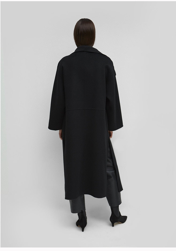 Manteau long laine cachemire col à revers femme – photo 22 – Frippin'Dealz