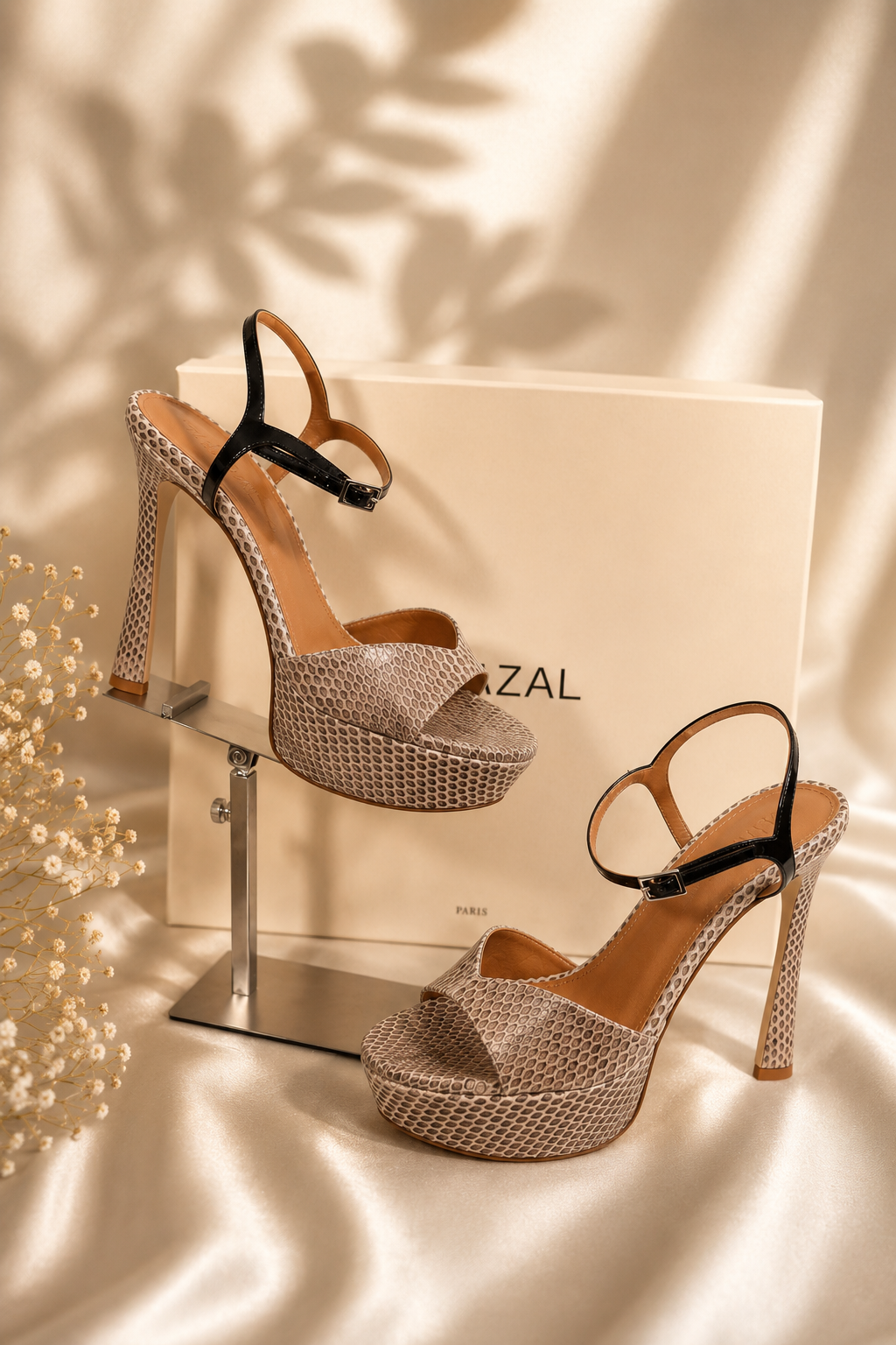 Sandales Ghazal Paris Bella cuir python NEUVES avec boîte et dustbag