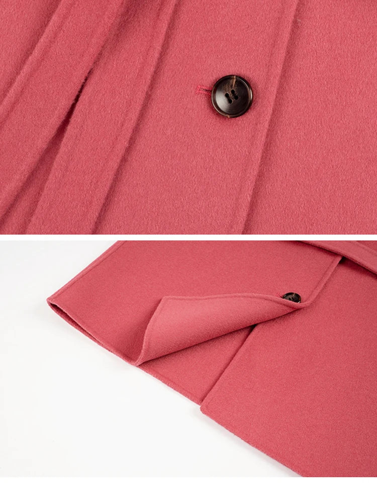 Manteau laine rose poudré ceinturé femme – photo 10 – Frippin'Dealz