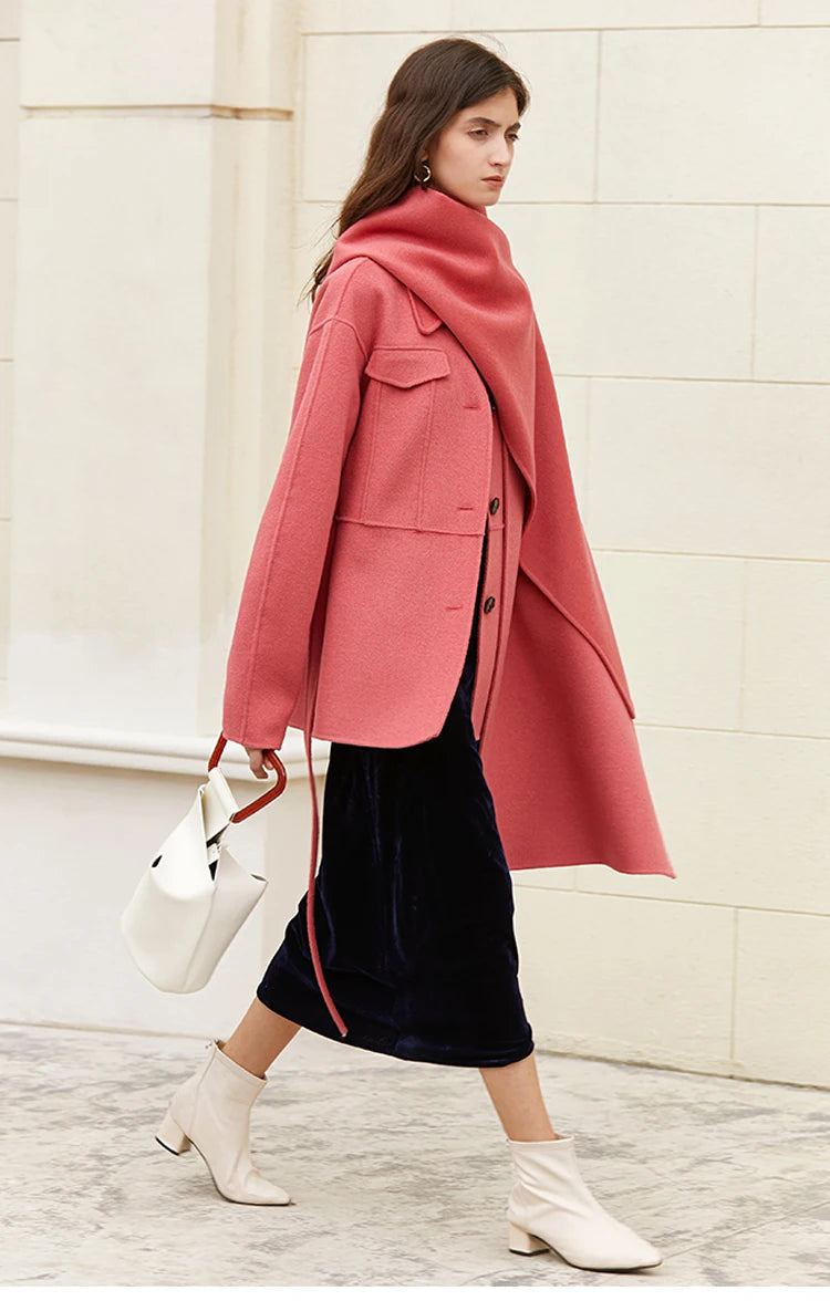 Manteau laine rose poudré ceinturé femme – photo 19 – Frippin'Dealz